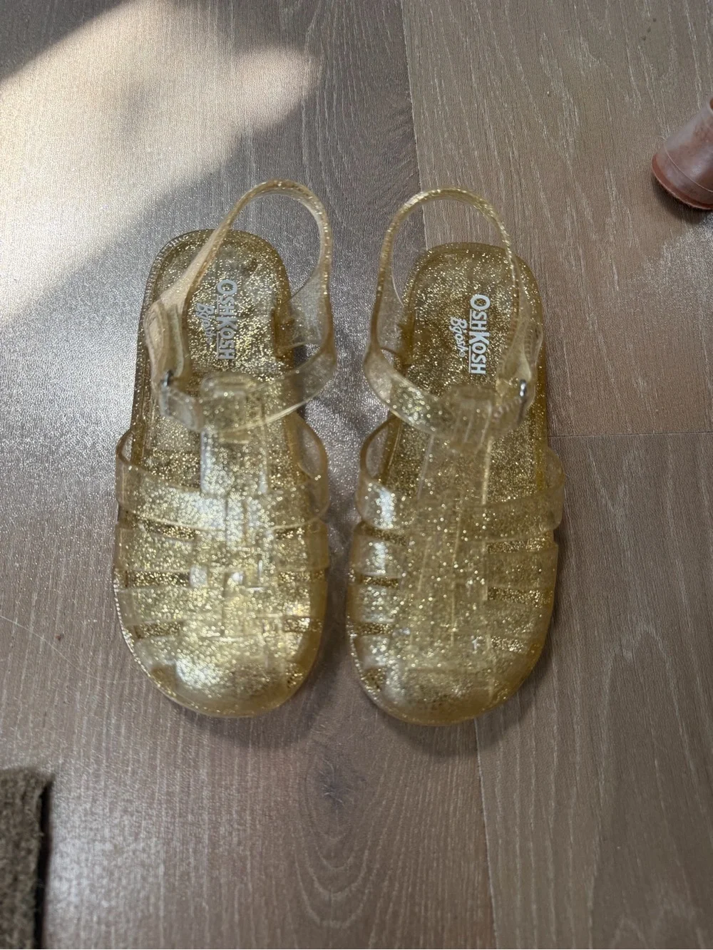 OshKosh B'gosh Gold Glitter Jelly Sandals with Ankle Strap